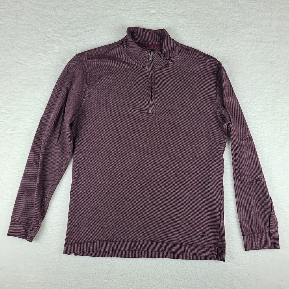 Rodd & Gunn Sweater Mens XL Gray Plum Purple‎ Striped Quarter Zip Sweatshirt